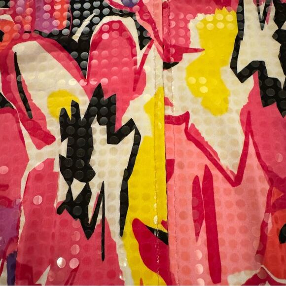 Laura Ashley pink black wet look zippered turtleneck jacket size small S
 b31 - Picture 5 of 6